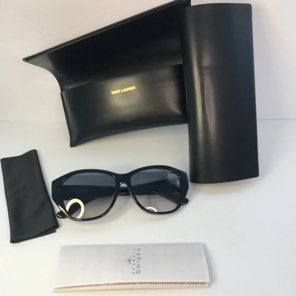 💯 - New Authentic SAINT LAURENT SLM8/F Sunglasses Black - Picture 8 of 11